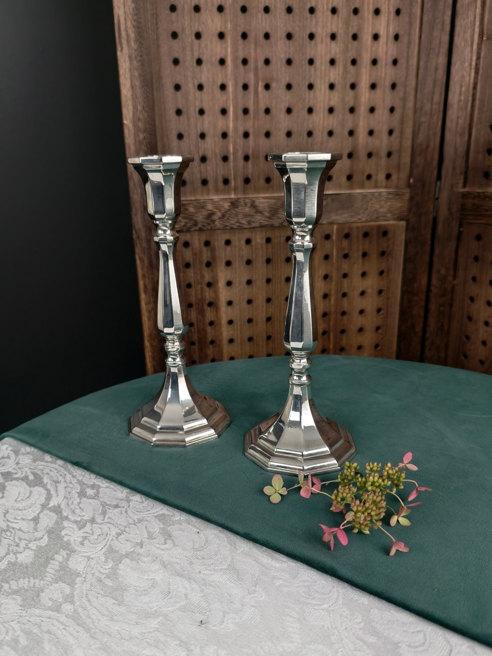 Vintage Sheffield Silver Plated Taper Candle Holders Pair